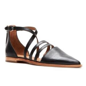 Frye Kenzie Moto Strappy Leather Flats 6M